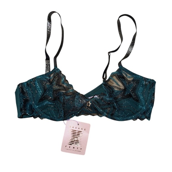 Savage X Fenty NWT Shining Star Embroidered Unlined Demi Bra women’s size 34B - Picture 6 of 13